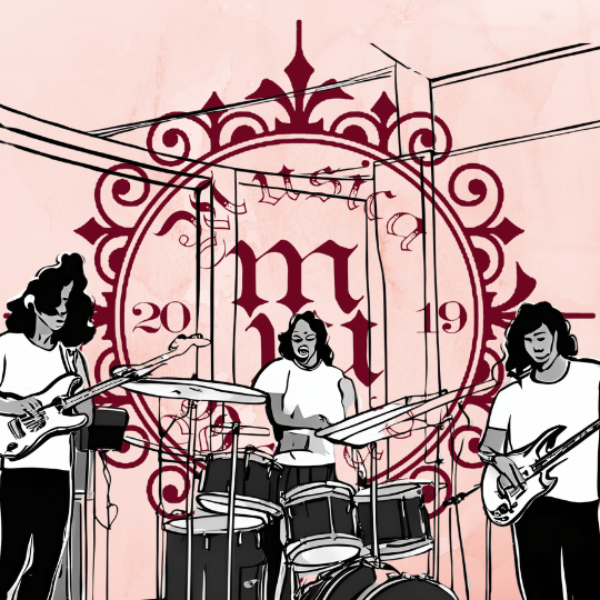 Picture of a band who Practice Regularly and Set Goals for Improvement against the musika wabad logo as a backdrop