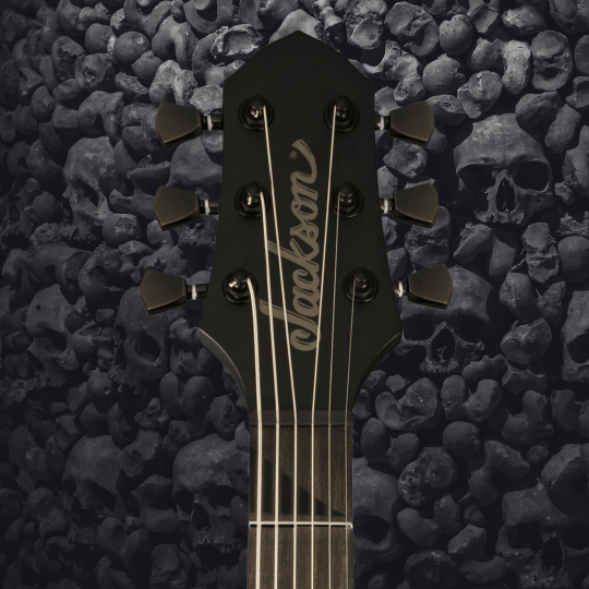 The Jackson Pro Plus XT Monarkh SC T6 Baritone headstock is so metal!